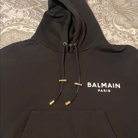 Balmain Black Cropped Hoodie - Picture 3 of 10